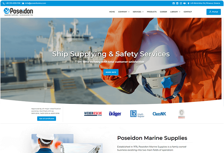Κατασκευή ιστοσελίδας απο την Webex Studio για εταιρεία με ναυτικά εφόδια στον Πειραιά