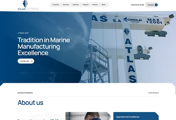 Κατασκευή επαγγελματικής ιστοσελίδας για βραβευμέβο ναυπηγείο στο Πέραμα Αττικής.