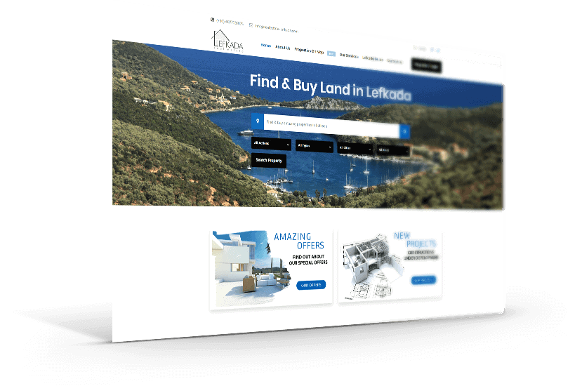 κατασκευή ιστοσελίδας για εταιρεία Real Estate στην Λευκάδα.